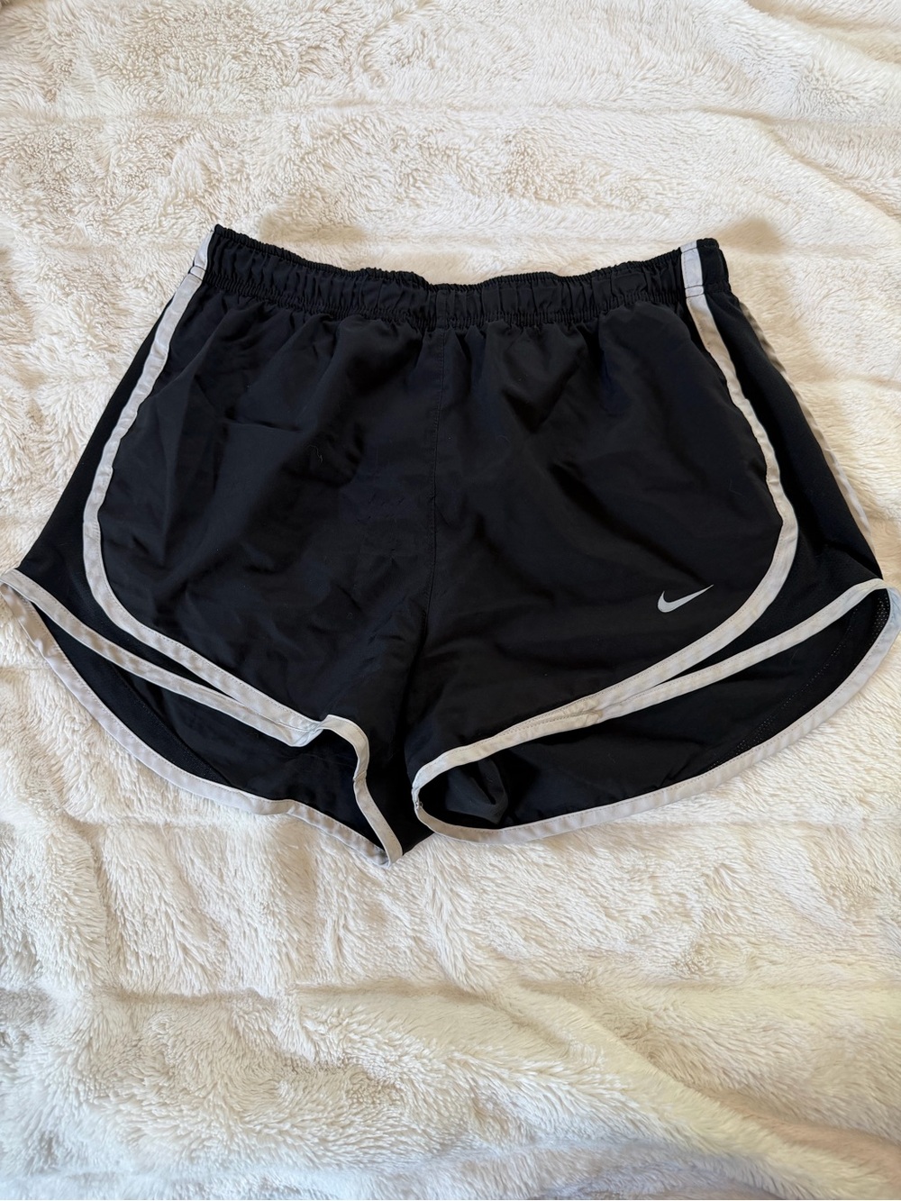 Nike Black Athletic Shorts with White Piping